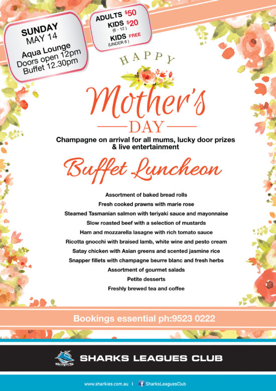 Mother's Day Buffet Lunch Sharks